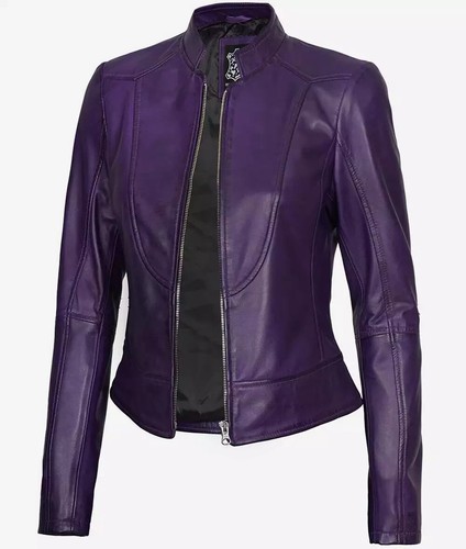 Biker lederjacke damen lila - biker,