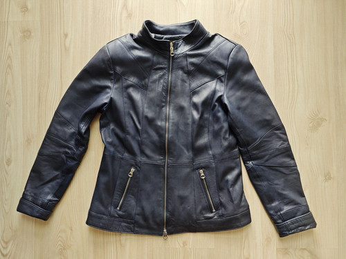 Damen lederjacke dunkelviolett - lederjacke,