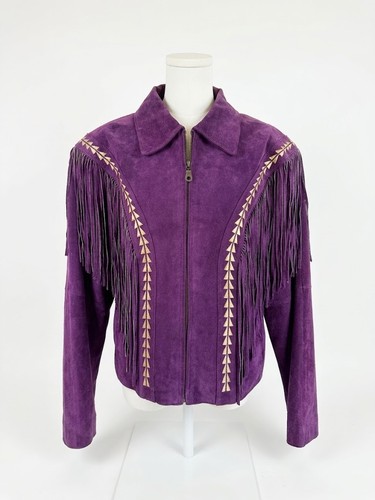 Women purple leather fringe - women's,