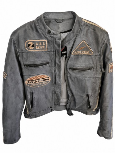 Lederjacke grau s m - grau, gr.