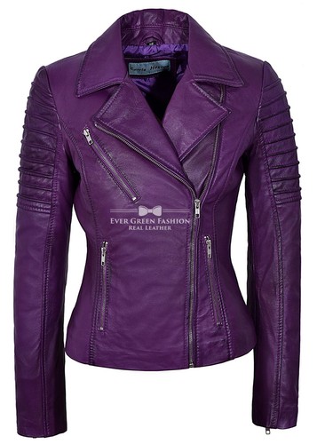 Damen lila lederjacke - lila, stylisch