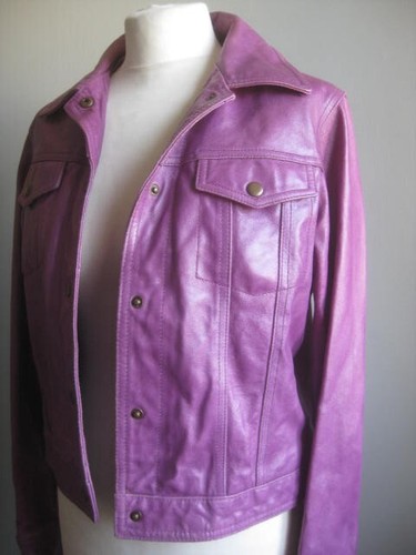 Lila echt leder jacke - echt, trucker