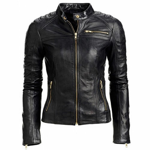 Damen leder jacke klassisch - jacke,